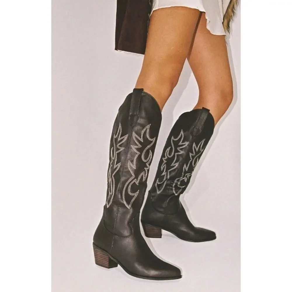 Billini Urson Dark Brown Western Cowboy Boots Women Size US 7 New With Box B992